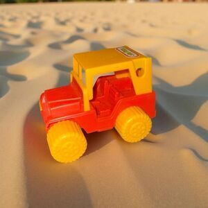 Vintage Swedish Viking Toys Plastic Jeep Orange Yellow A2